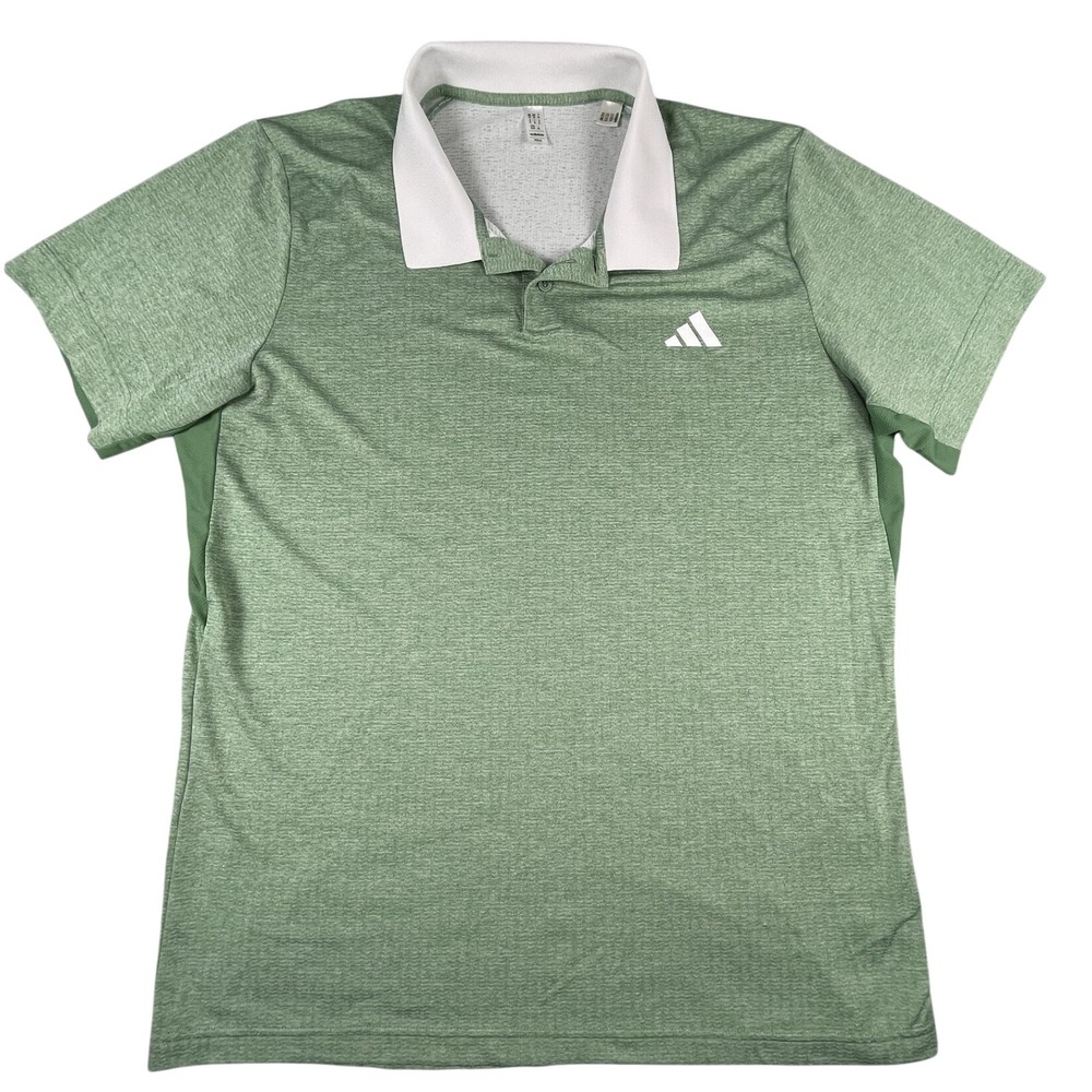 Adidas Polo Mens XL Green HEAT.RDY Golf Shirt Athletic Short‎ Sleeve Heather